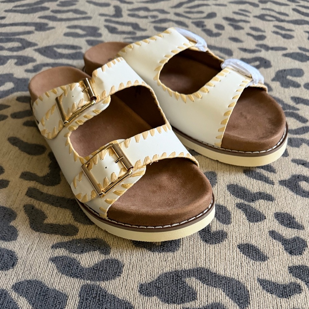 NEW Cushionaire 2-Strap Buckle Slide Boho Sandals